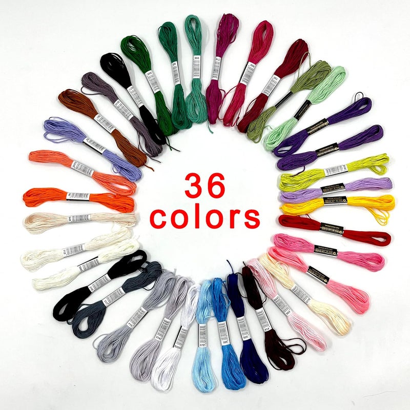 Zhenqing 36 Colors Embroidery Thread Set with DMC Codes - Premium Cotton Sewing Floss for Cross Stitch, 8m per Skein, Ideal for Variety of Needlecraft Projects - Image 4